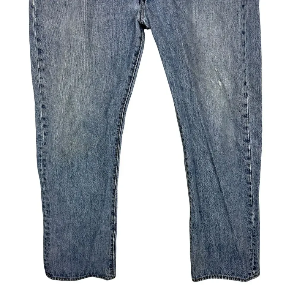 Levi's‎ 501 Jeans Men 34x29 Blue Distress Stonewash Button-Fly Mid-Rise Straight